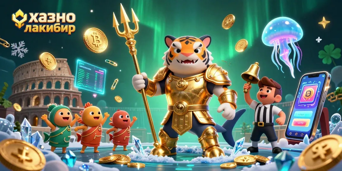 Engage in thrilling gameplay at казино лакибир with a dynamic underwater casino scene featuring vibrant characters and crypto elements.