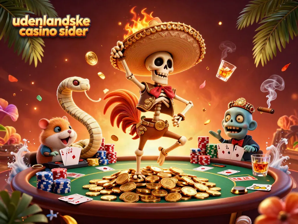 Experience the excitement of udenlandske casino sider with vibrant characters celebrating winnings at a dynamic poker table.