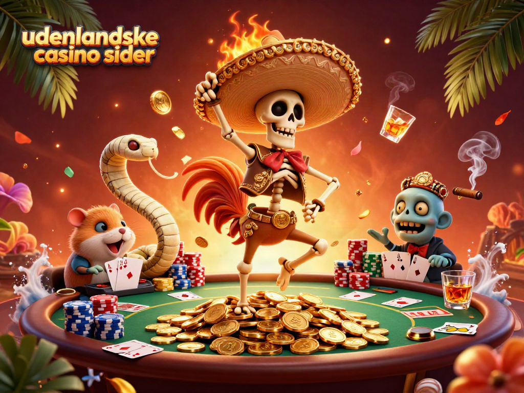 Experience the excitement of udenlandske casino sider with vibrant characters celebrating winnings at a dynamic poker table.