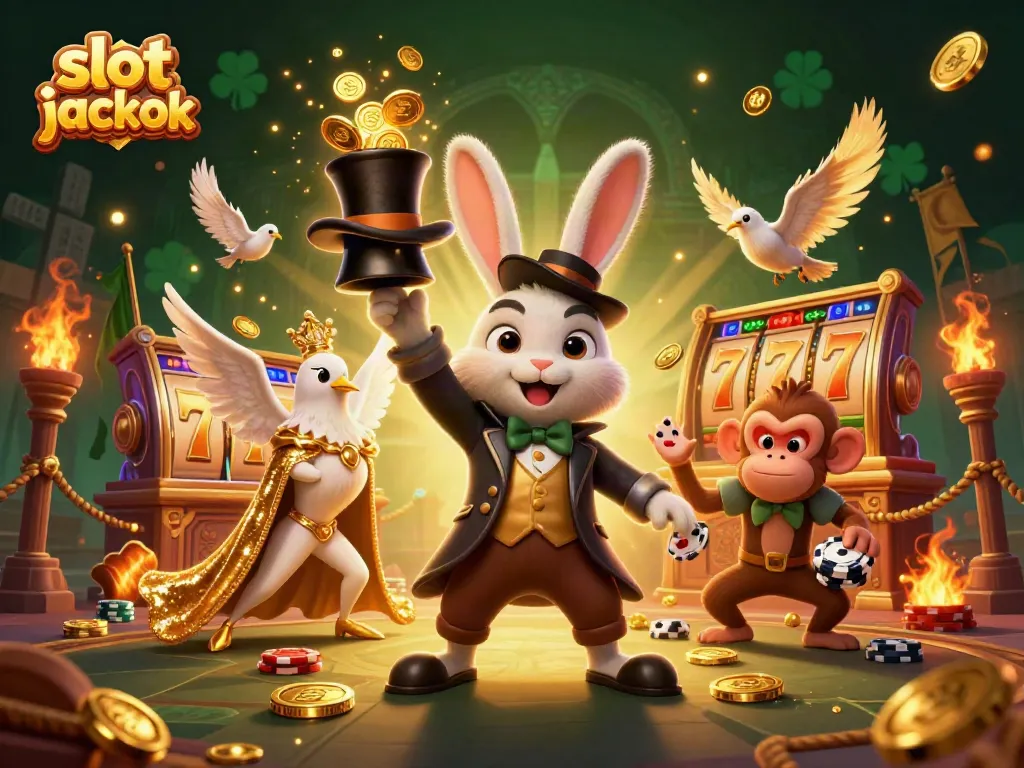 Experience the thrill of slot jackpot wins with enchanting cartoon characters in a vibrant casino scene.