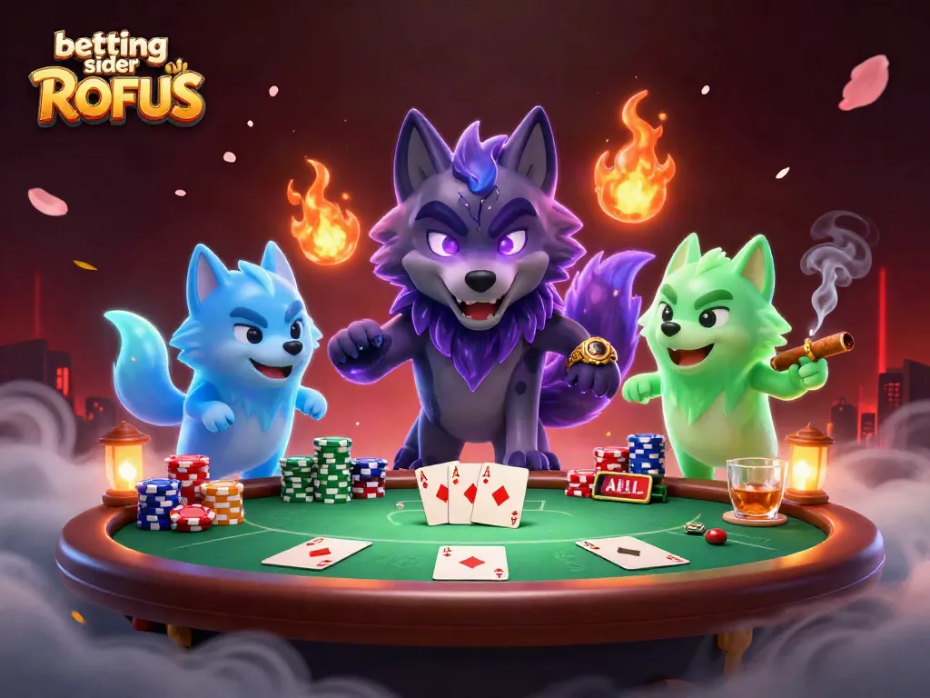 Experience betting sider uden ROFUS with a thrilling poker scene featuring ghostly wolves and vibrant casino elements.