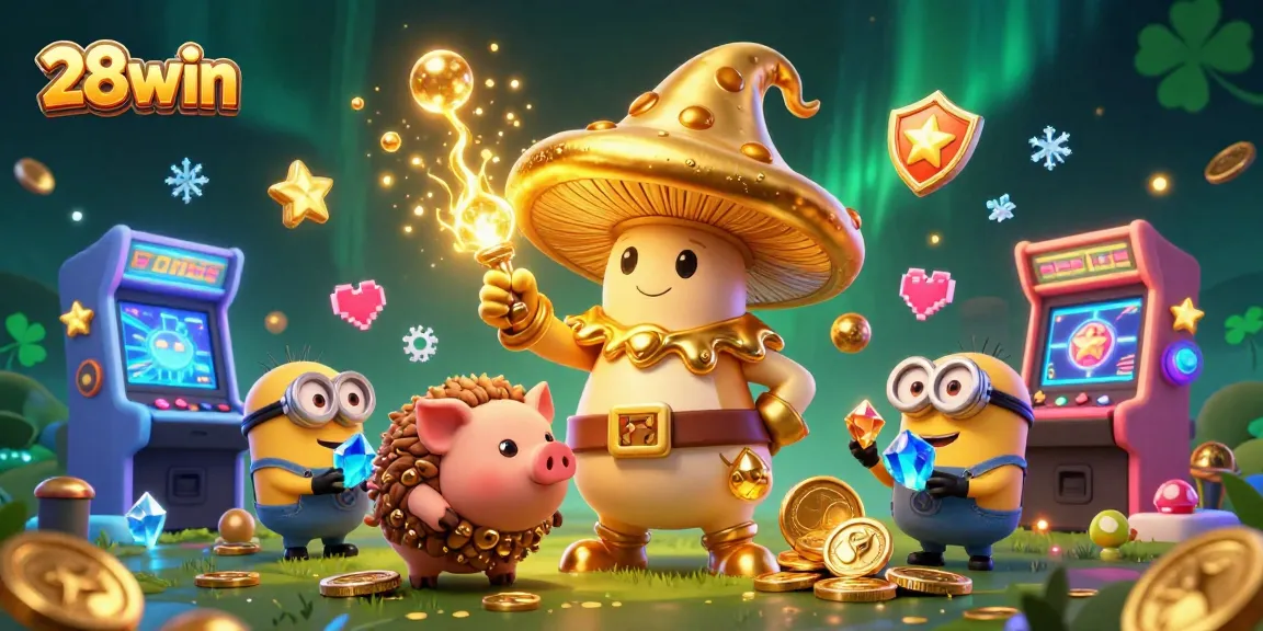 Spin big wins with 28win's exciting features in a vibrant 3D fantasy gaming world.