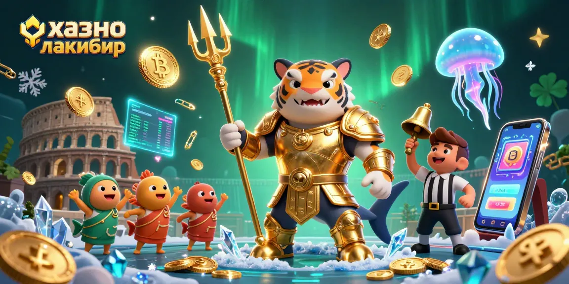 Engage in thrilling gameplay at казино лакибир with a dynamic underwater casino scene featuring vibrant characters and crypto elements.